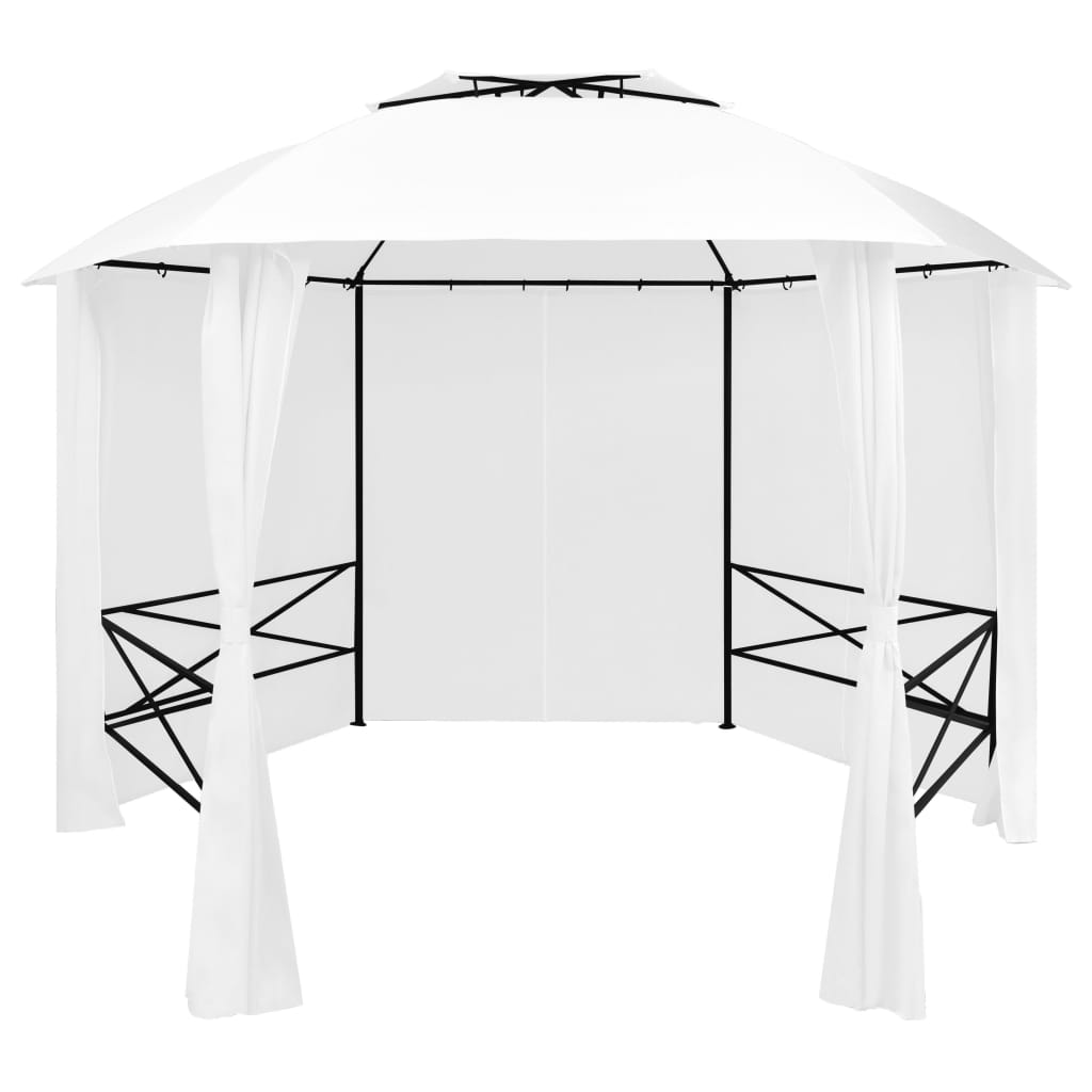 Hagetelt med gardiner 360x312x265 cm hvit 180 g/m²