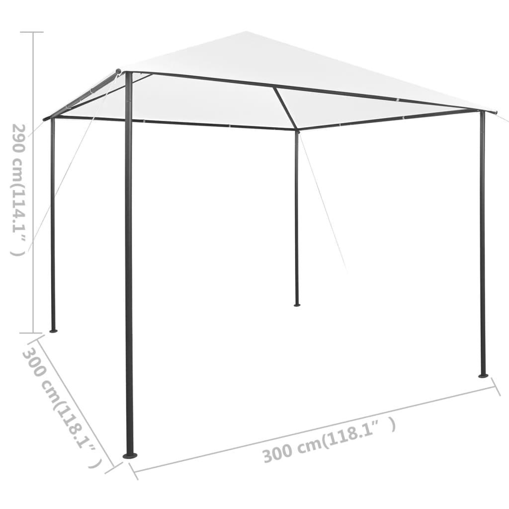Paviljong 3x3x2,9 m hvit 180 g/m²