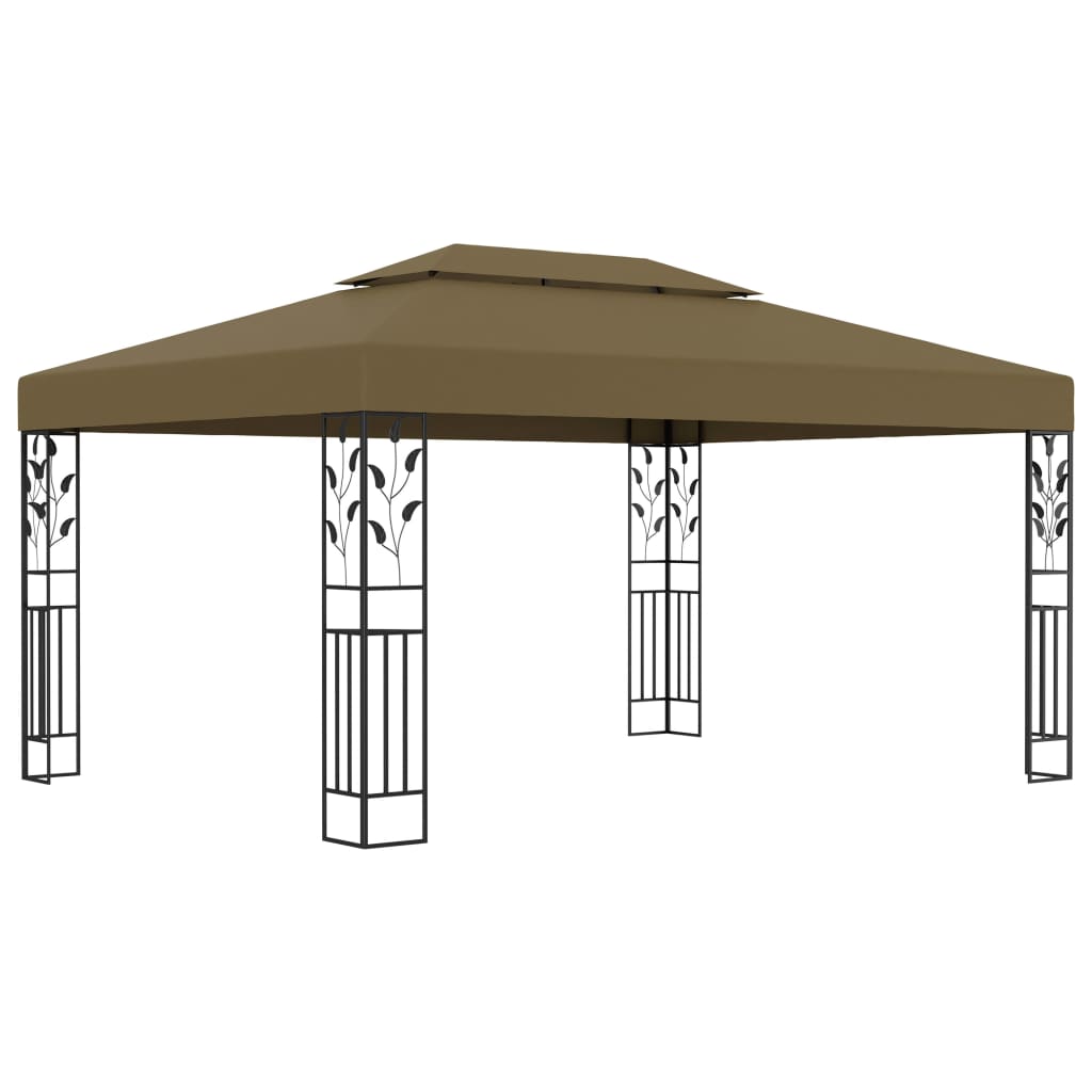 Paviljong med dobbelt tak 3x4 m gråbrun 180 g/m²
