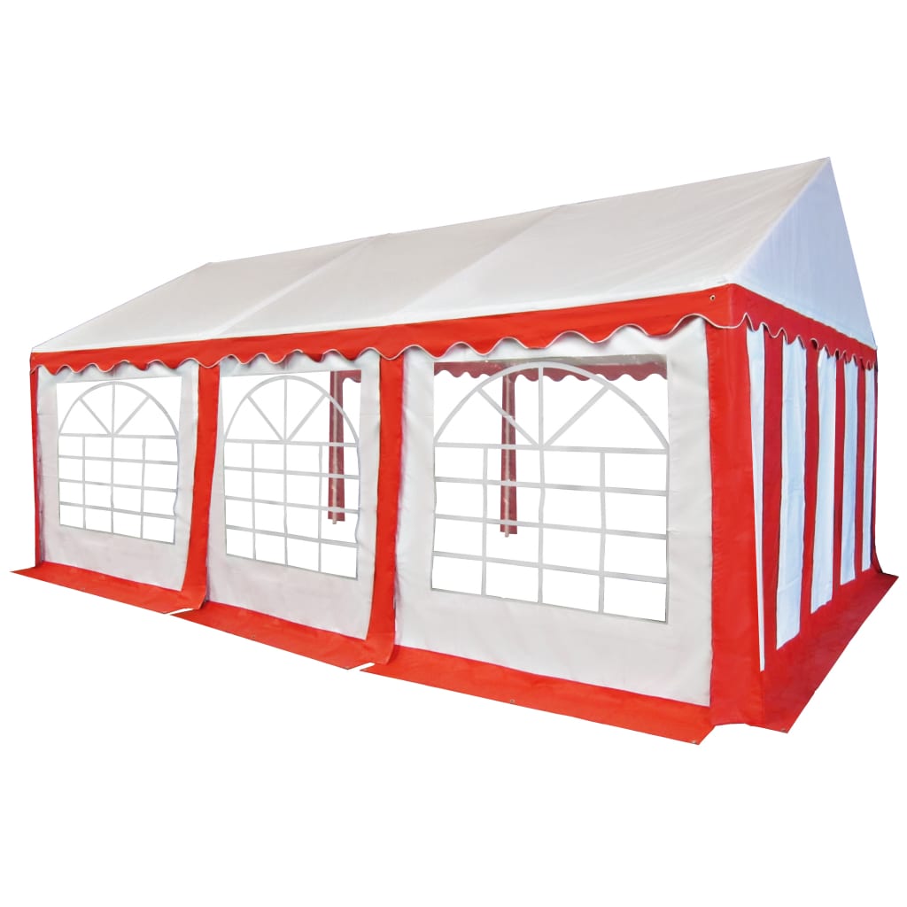 Hagetelt PVC 4x6 m rød og hvit