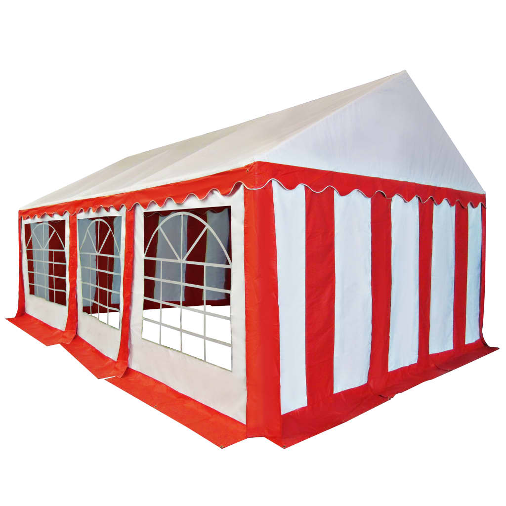 Hagetelt PVC 4x6 m rød og hvit