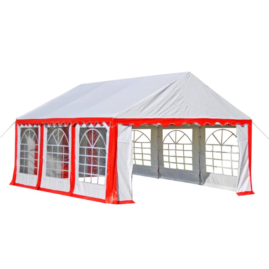 Hagetelt PVC 4x6 m rød og hvit
