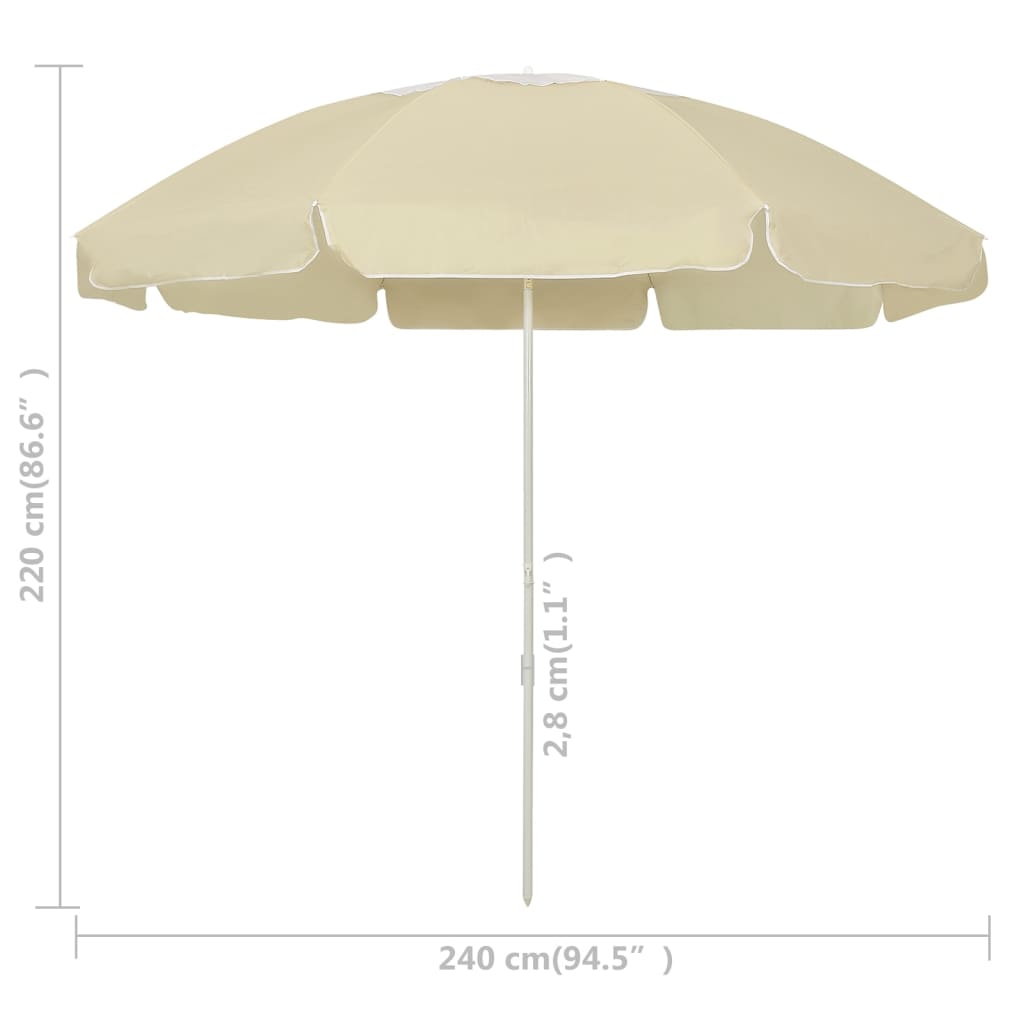Strandparasoll sandgul 240 cm
