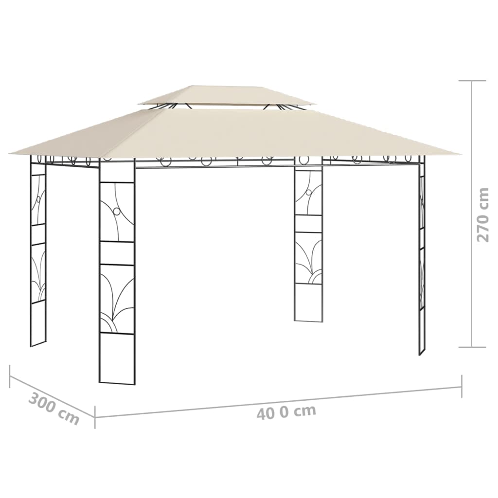 Paviljong 4x3x2,7 m kremhvit 160 g/m²