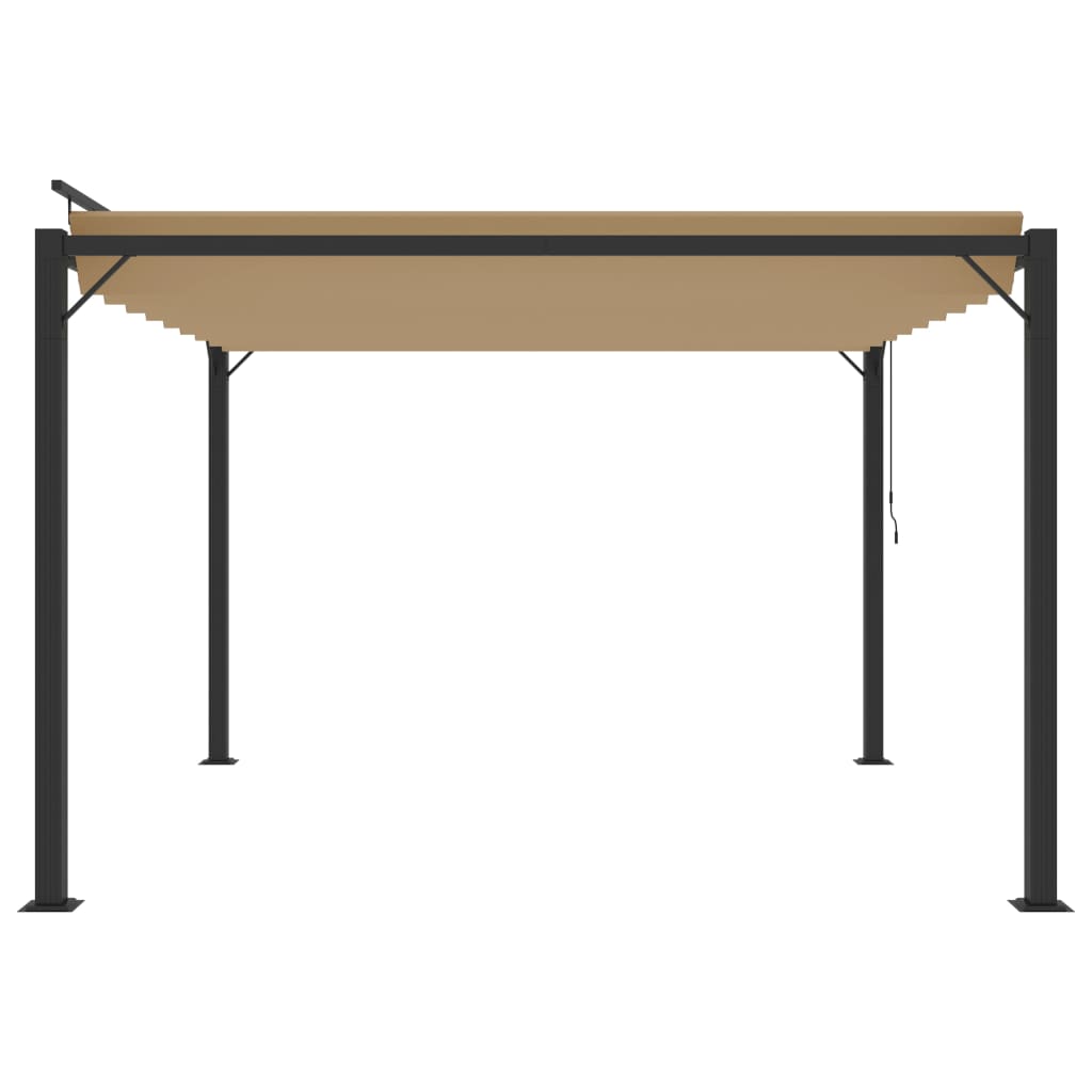 Paviljong med lamelltak 3x3 m gråbrun stoff og aluminium
