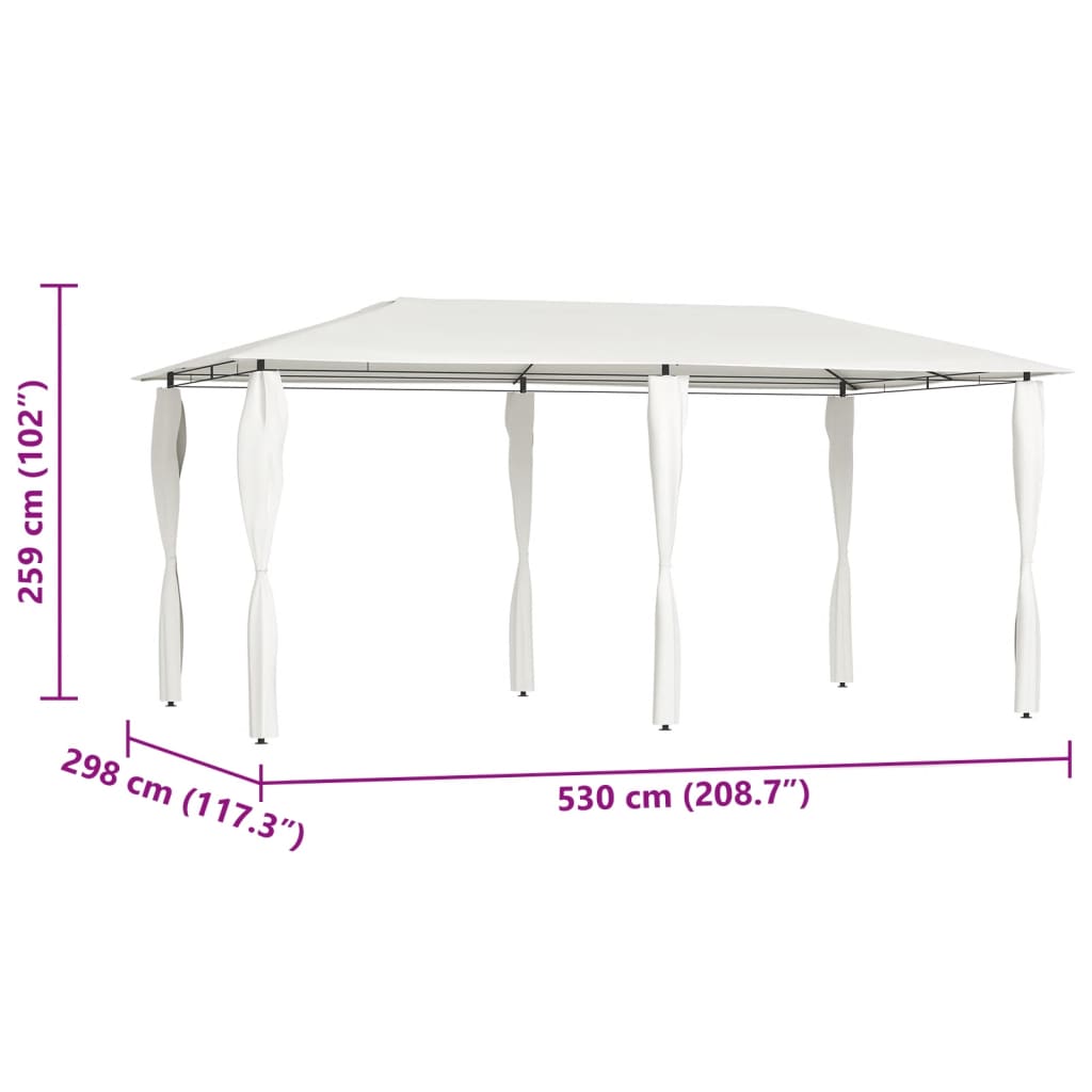 Paviljong med stolpetrekk 2,98x5,3x2,59 m krem 160 g/m²