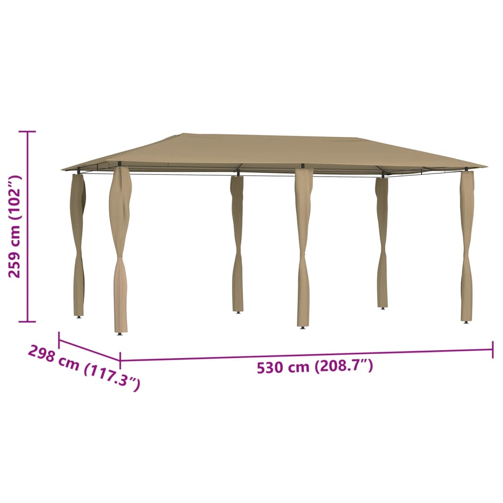 Paviljong med stolpetrekk 2,98x5,3x2,59 m gråbrun 160 g/m²