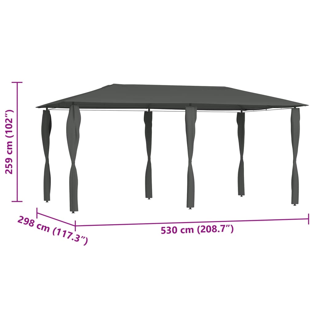 Paviljong med stolpetrekk 2,98x5,3x2,59 m antrasitt 160 g/m²