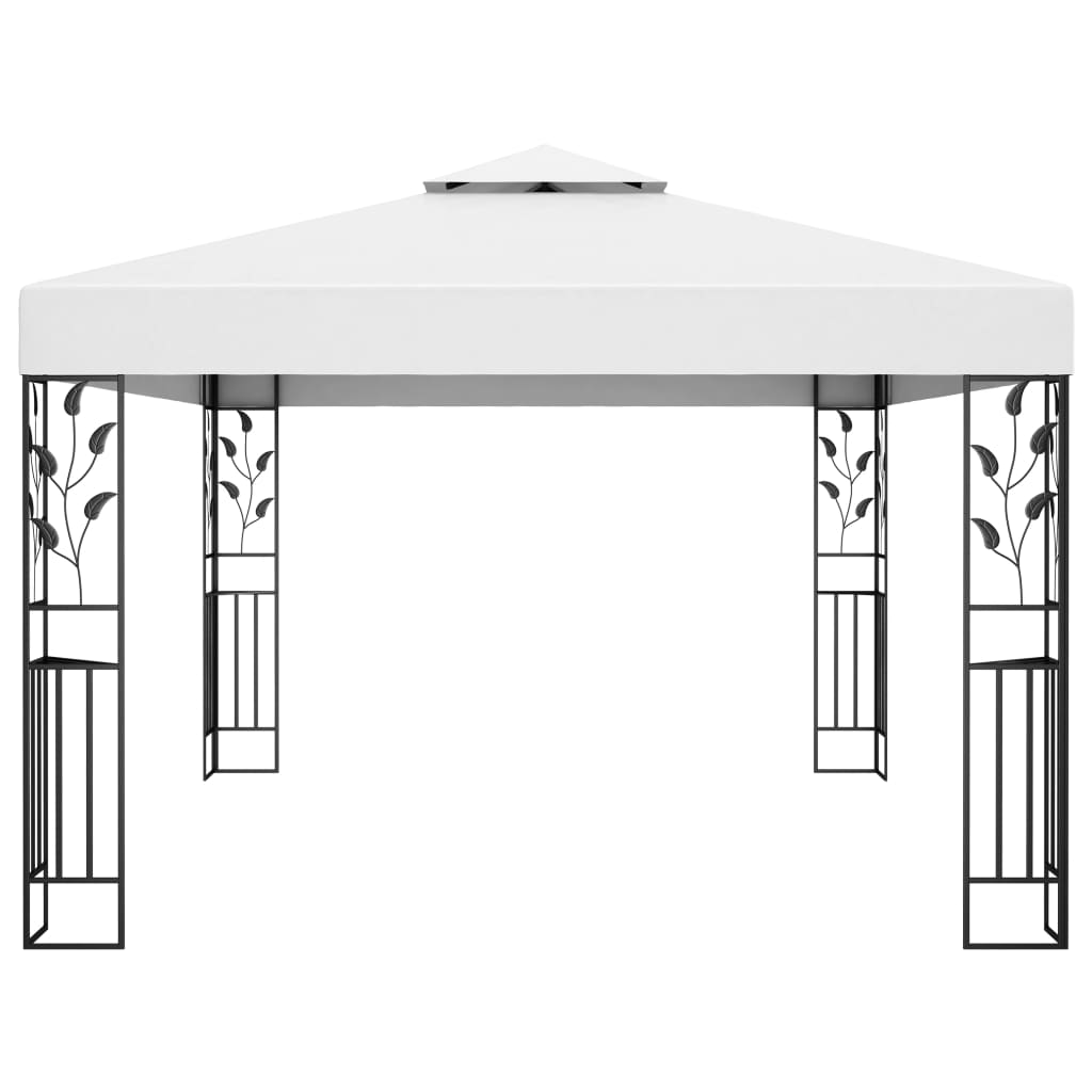 Paviljong med dobbelt tak og LED-lysslynge 3x4 m hvit