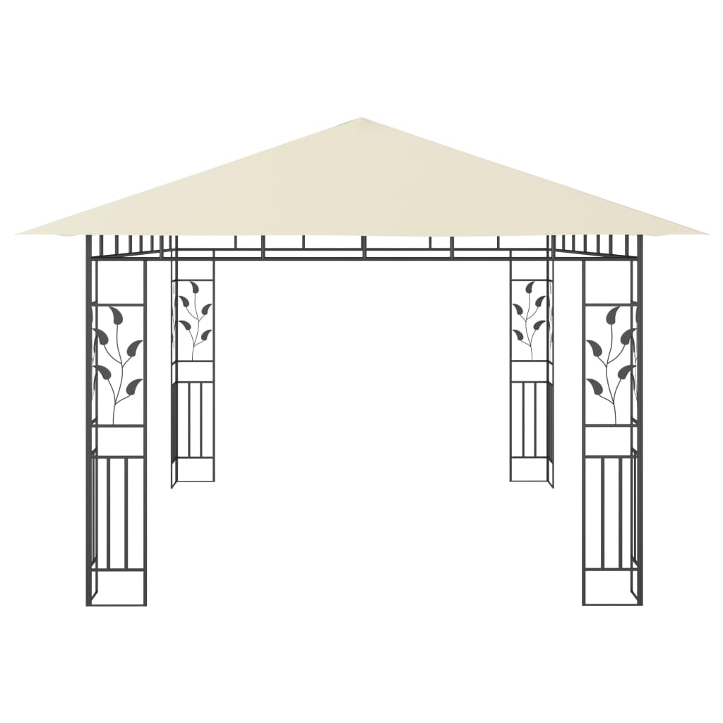Paviljong med myggnett og LED-lysslynge 4x3x2,73 m kremhvit
