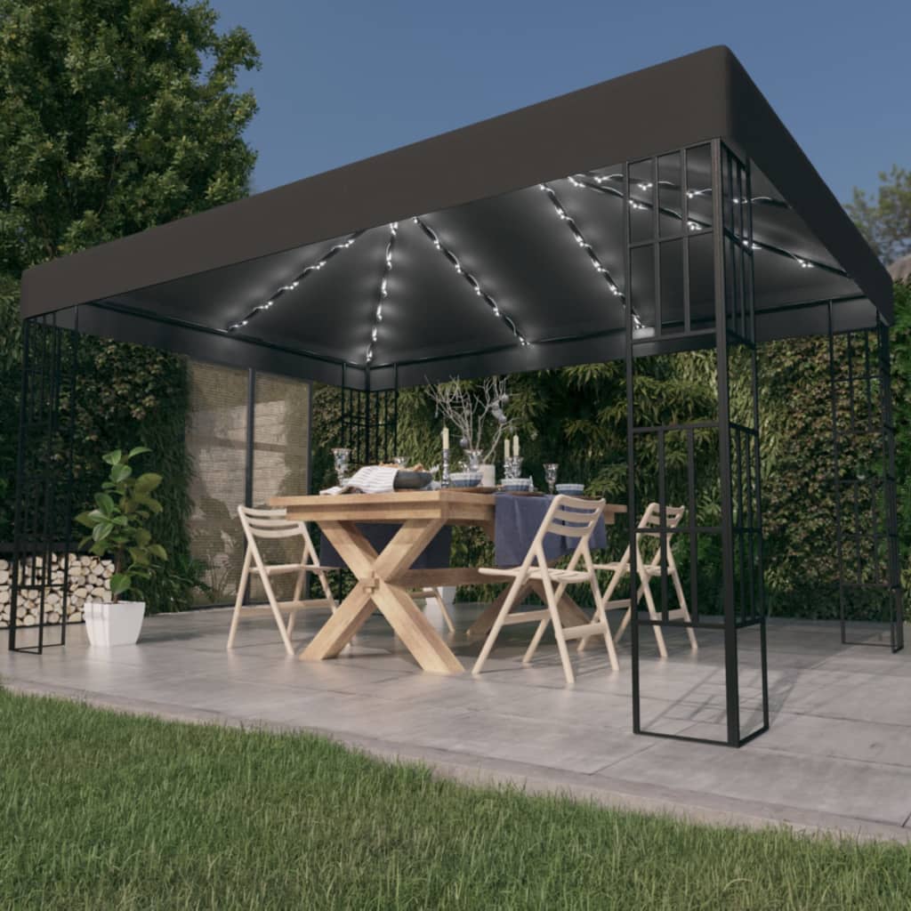 Paviljong med LED-lysslynge 3x4 m antrasitt