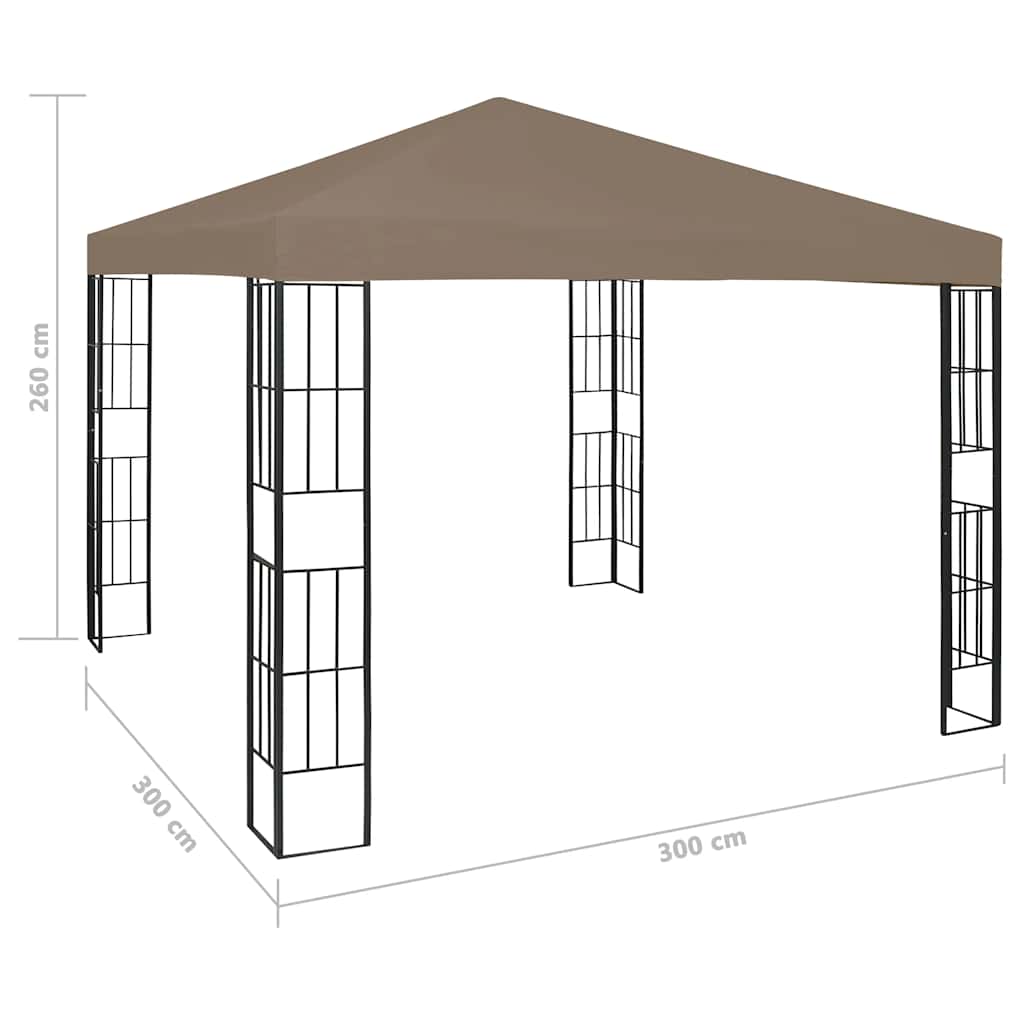 Paviljong med LED-lysslynge 3x3 m gråbrun