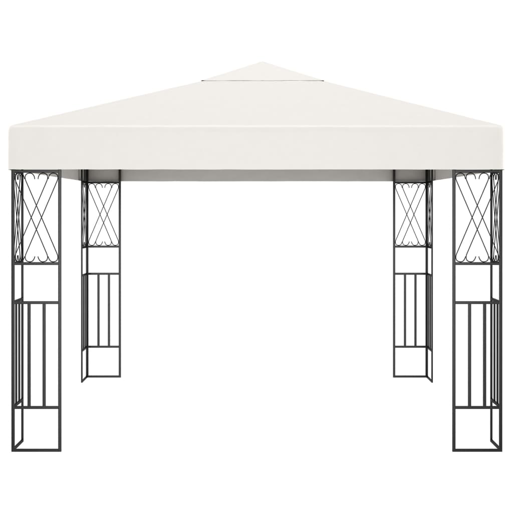 Paviljong med LED-lysslynge 3x3 m kremhvit stoff