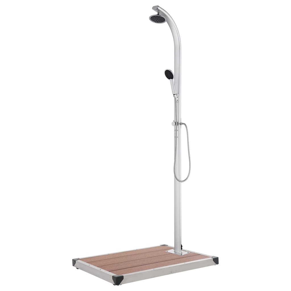Hagedusj med brunt dusjbrett 220 cm aluminium