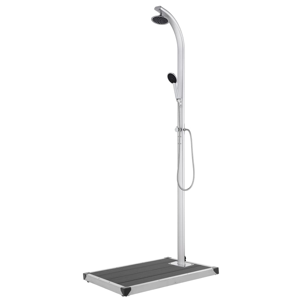 Hagedusj med grått dusjbrett 220 cm aluminium