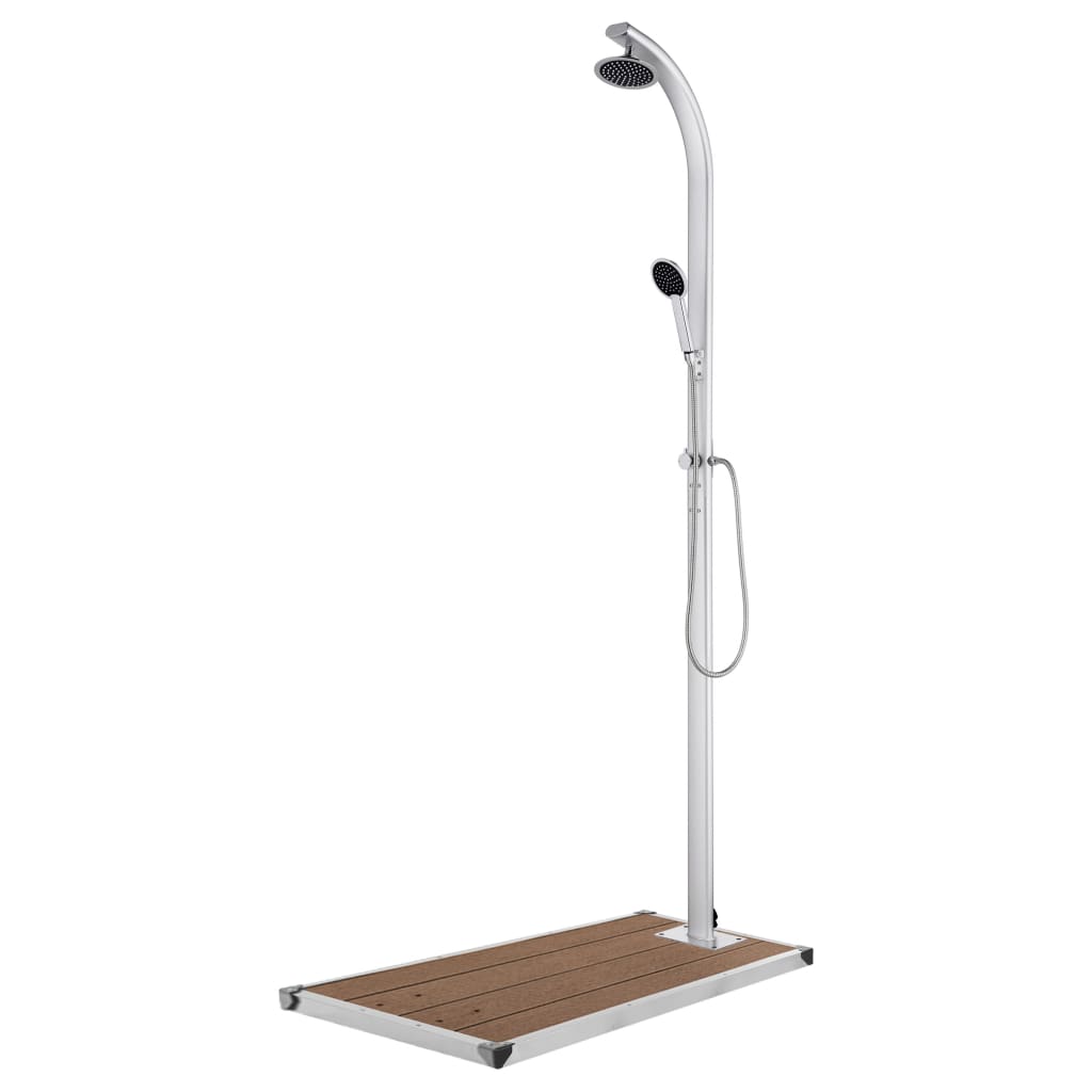 Hagedusj med brunt dusjbrett 220 cm aluminium