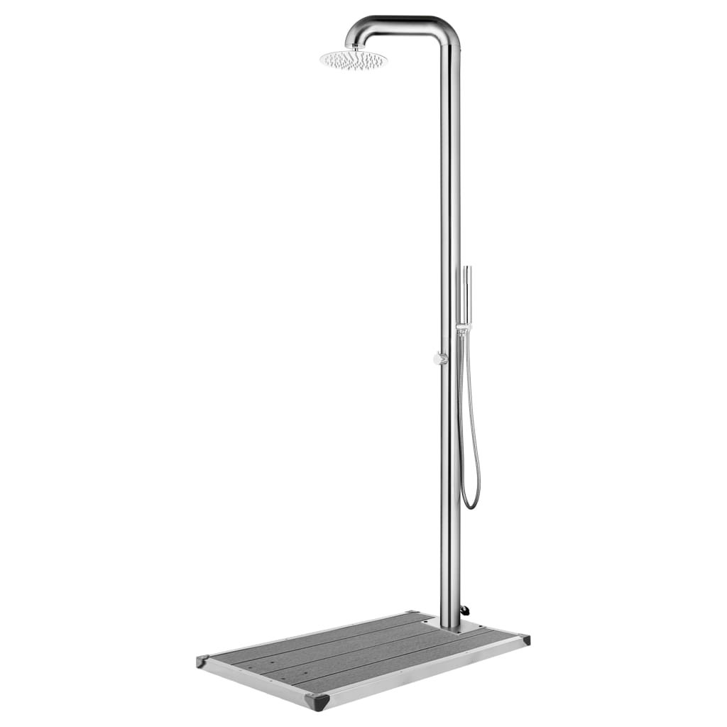 Hagedusj med grått dusjbrett 230 cm rustfritt stål