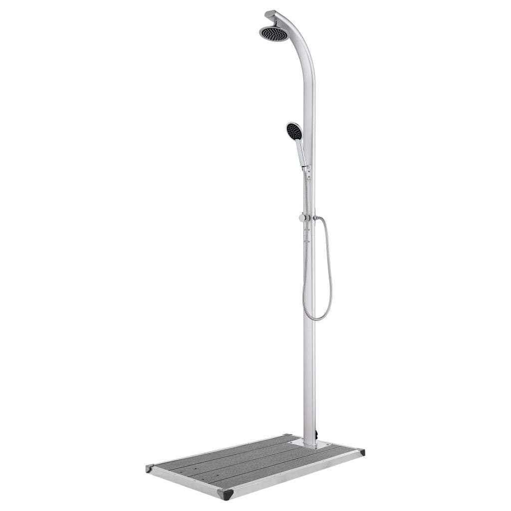 Hagedusj med grått dusjbrett 220 cm aluminium