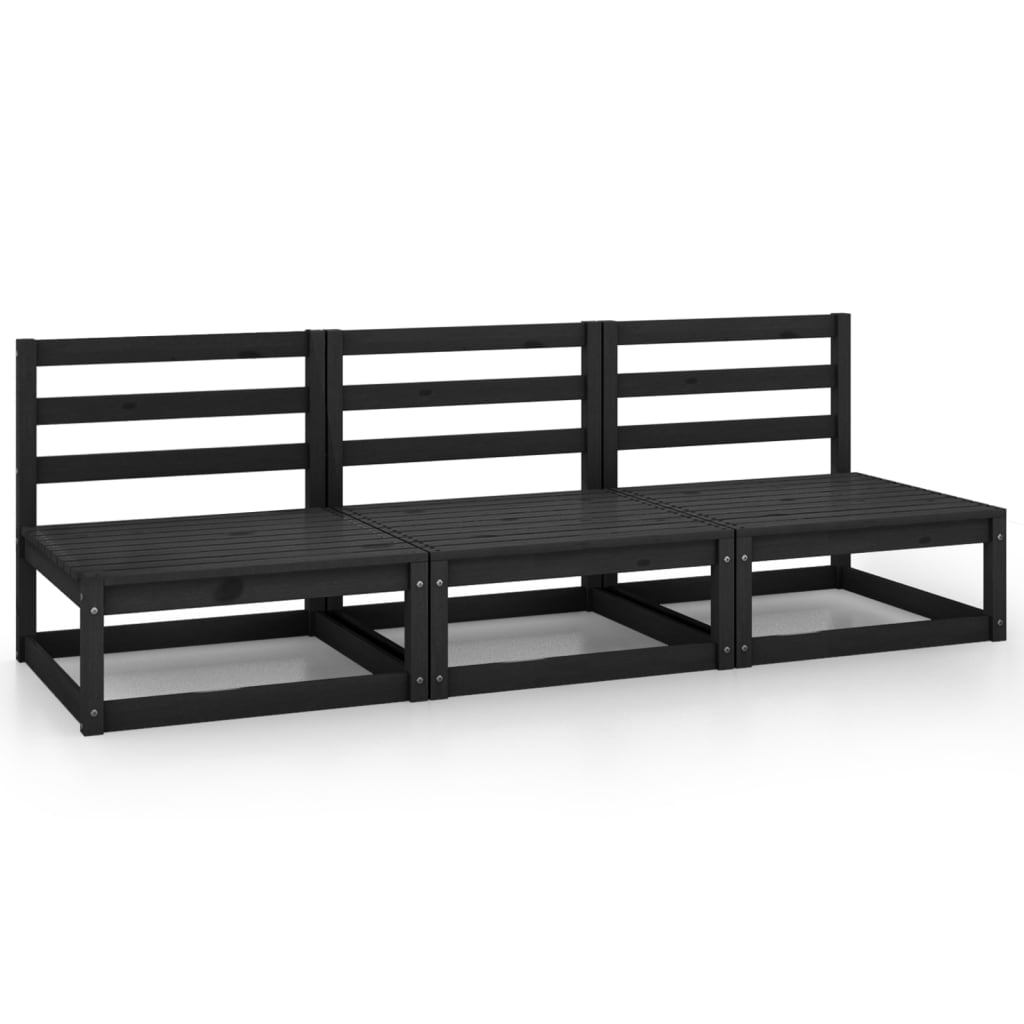 3-seters hagesofa svart heltre furu