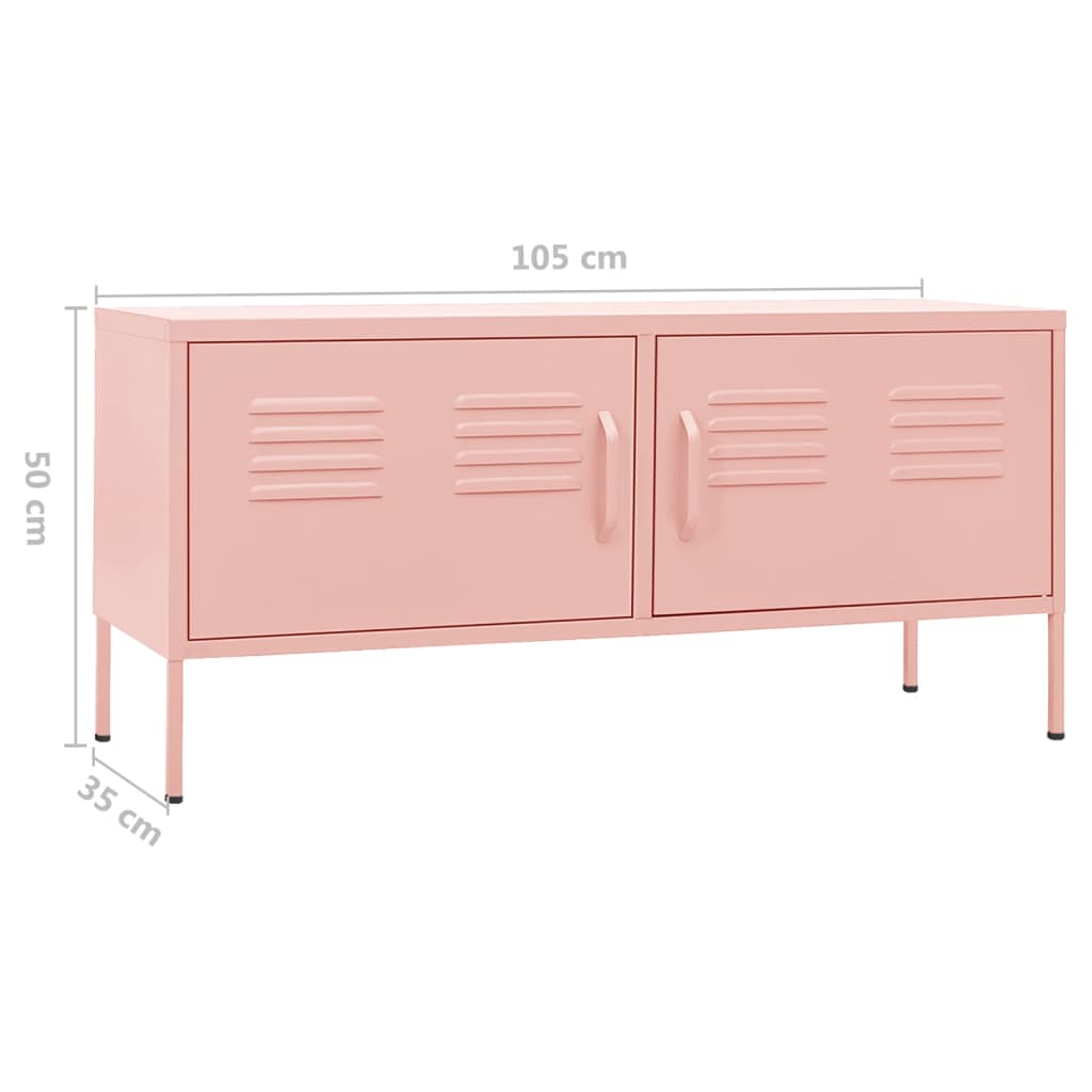 TV-benk rosa 105x35x50 cm stål