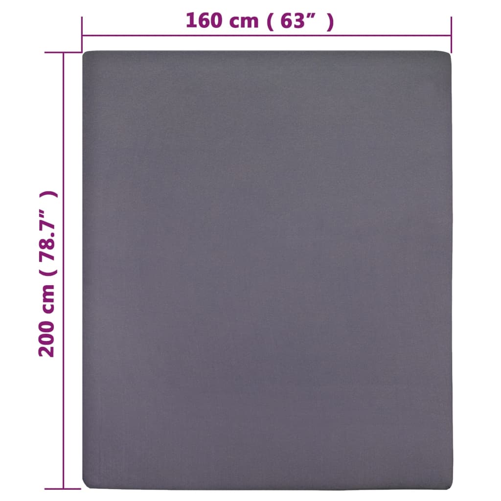 Jerseylaken 2 stk antrasitt 160x200 cm bomull