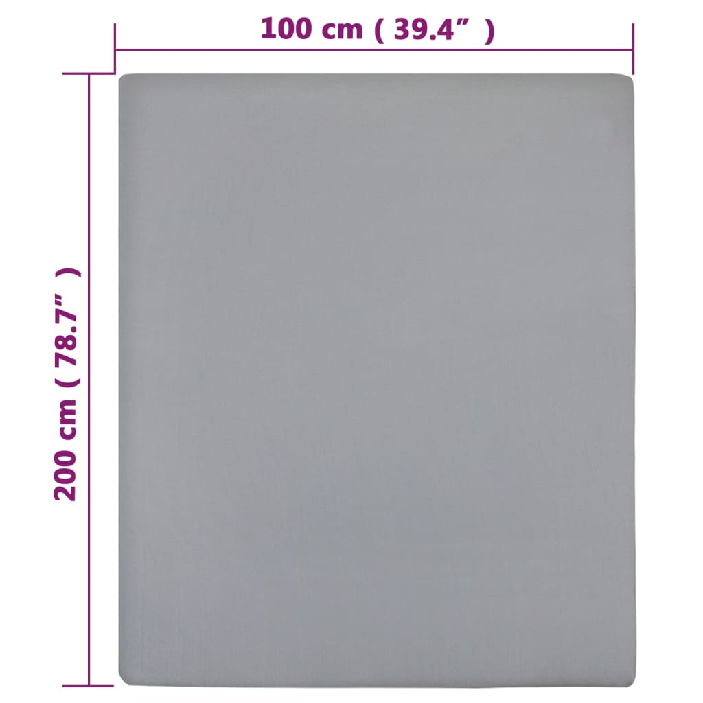 Jerseylaken grå 100x200 cm bomull