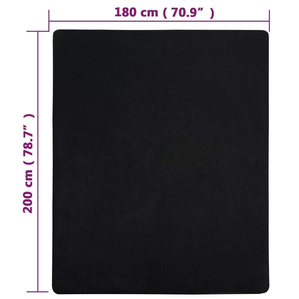 Jerseylaken 2 stk svart 180x200 cm bomull