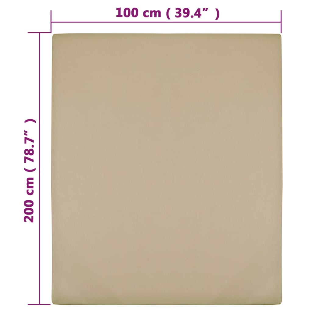 Jerseylaken 2 stk gråbrun 100x200 cm bomull