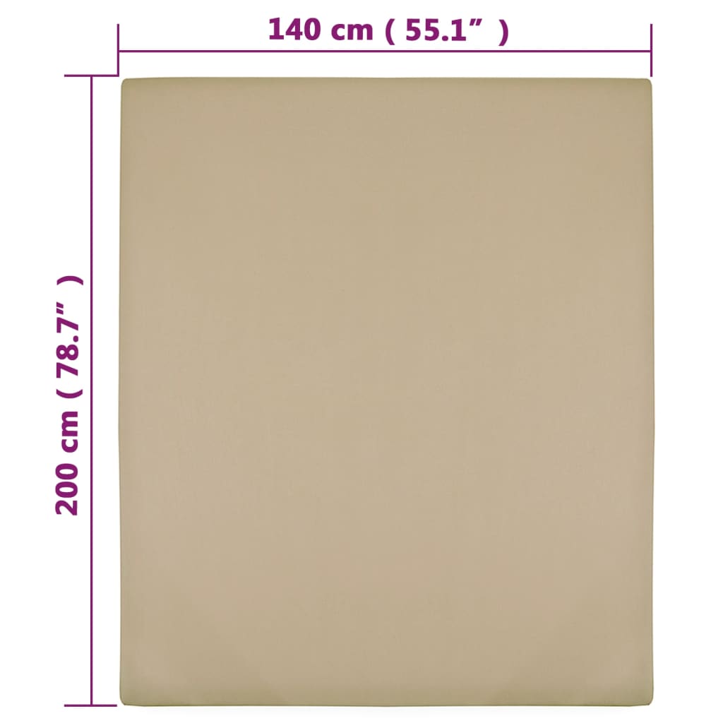 Jerseylaken 2 stk gråbrun 140x200 cm bomull