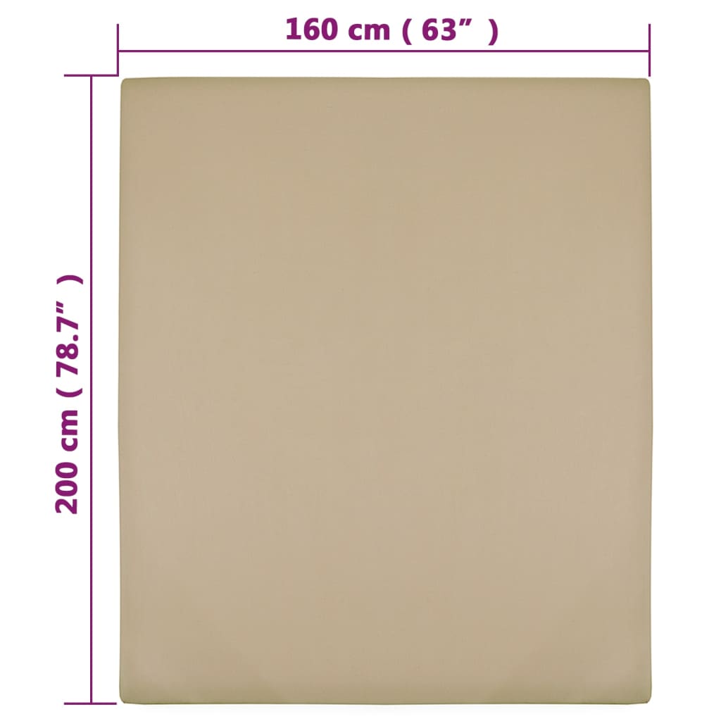 Jerseylaken 2 stk gråbrun 160x200 cm bomull
