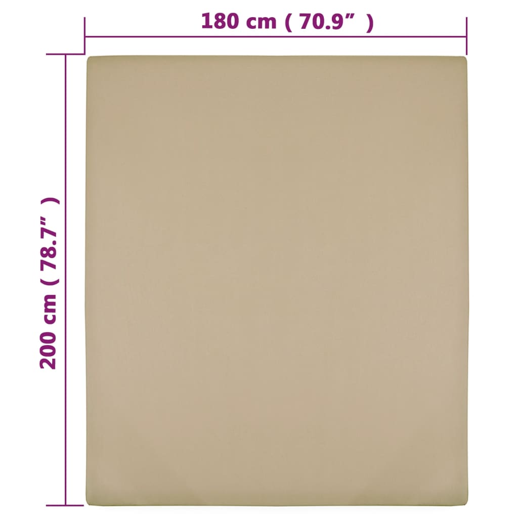 Jerseylaken 2 stk gråbrun 180x200 cm bomull