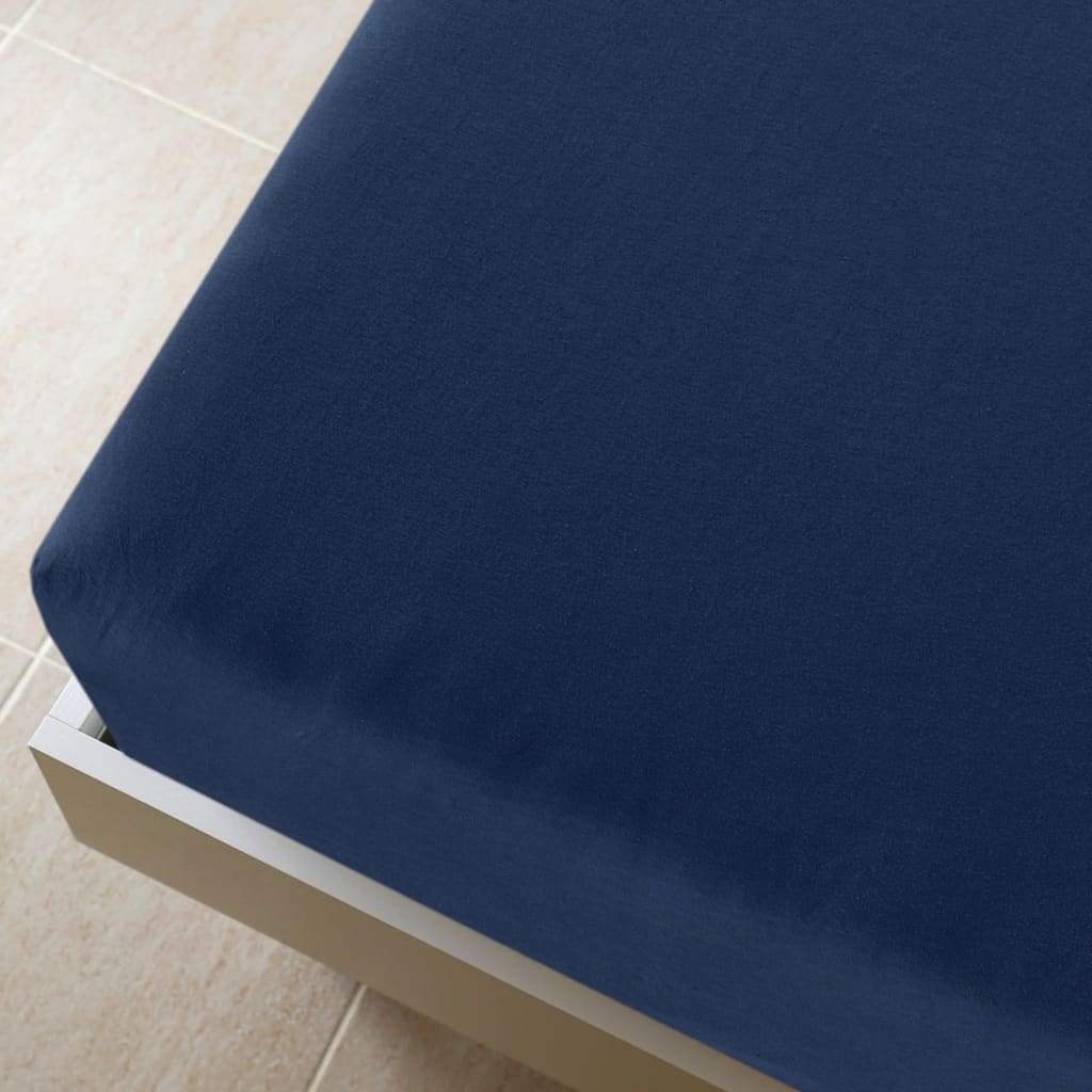 Jerseylaken 2 stk marineblå 180x200 cm bomull