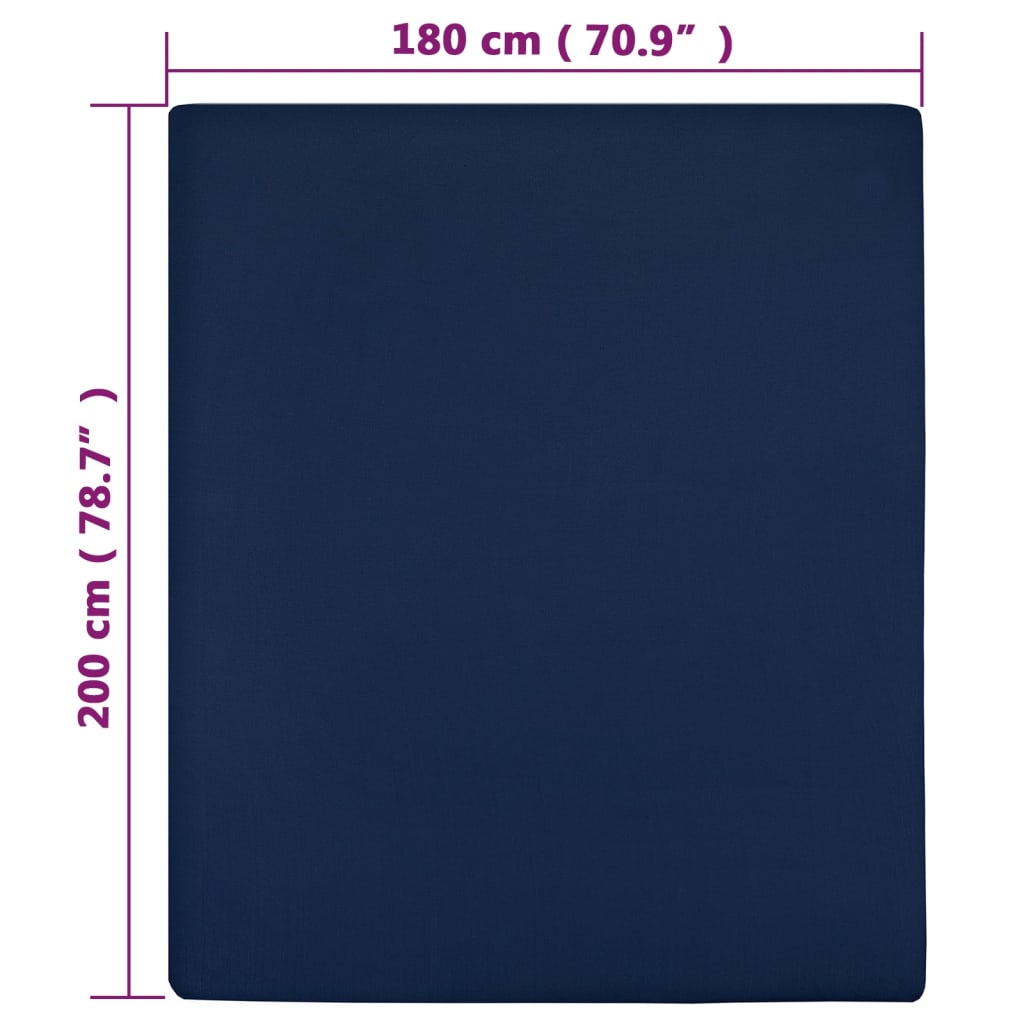Jerseylaken 2 stk marineblå 180x200 cm bomull