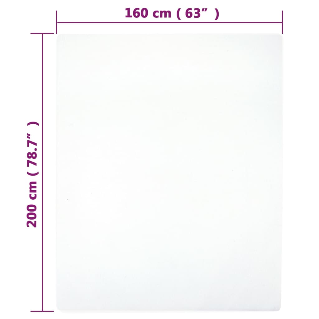 Jerseylaken 2 stk hvit 160x200 cm bomull