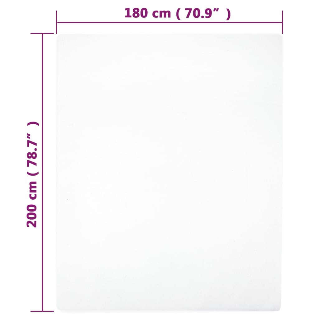 Jerseylaken 2 stk hvit 180x200 cm bomull