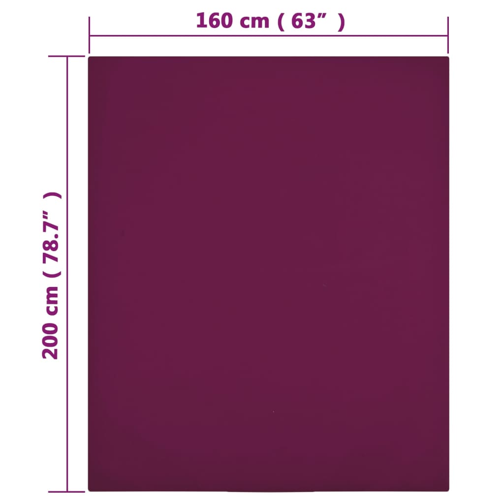 Jerseylaken 2 stk vinrød 160x200 cm bomull