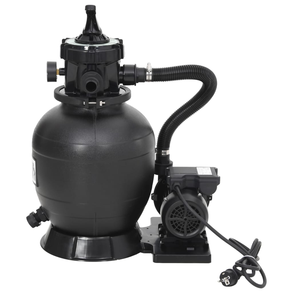 Sandfilter for basseng med 6-veis ventil svart