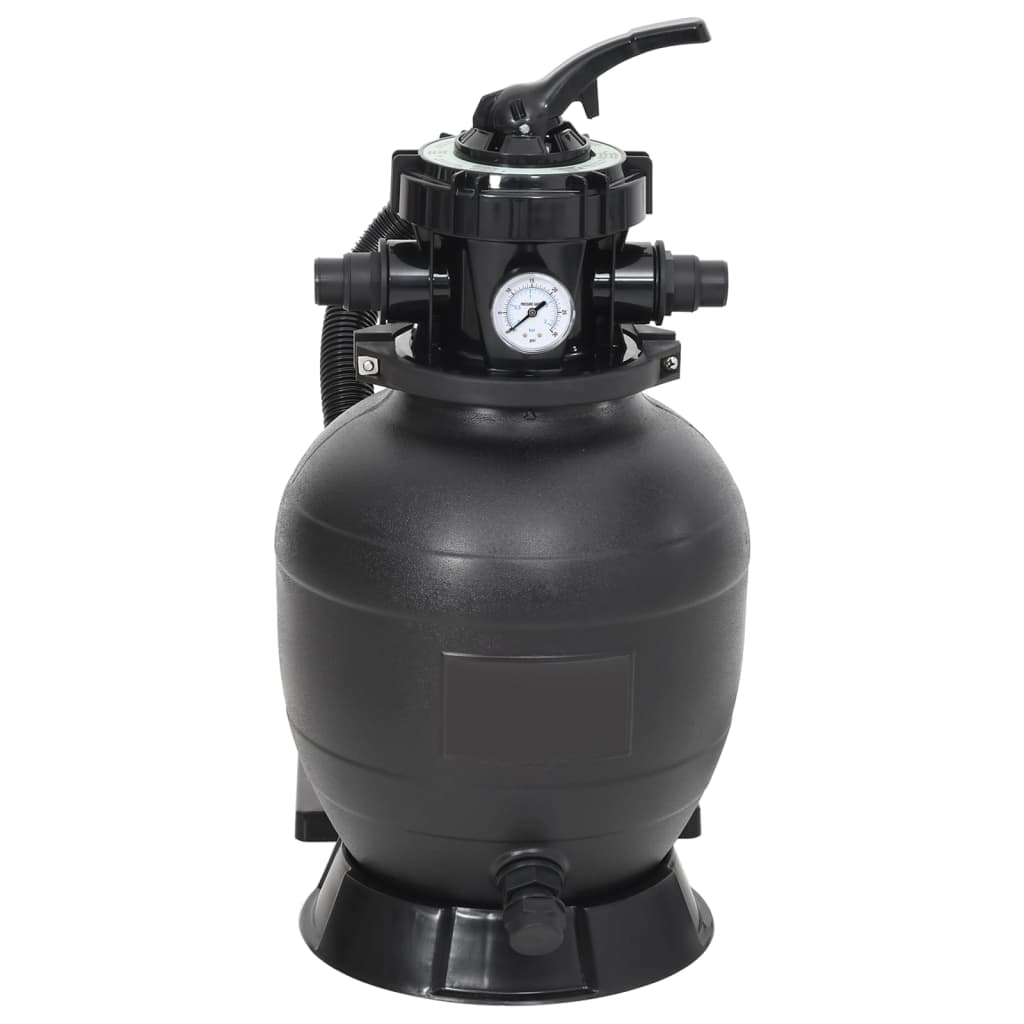 Sandfilter for basseng med 6-veis ventil svart