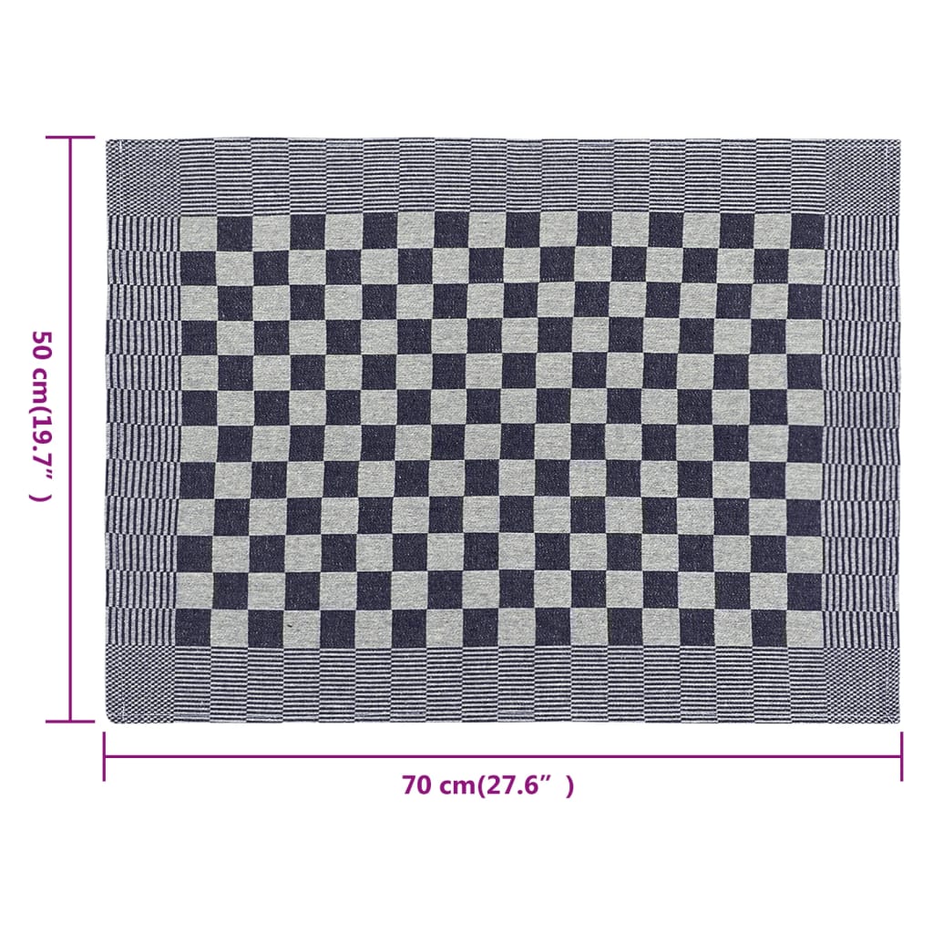 Kjøkkenhåndklær 20 stk blå og hvit 50x70 cm bomull