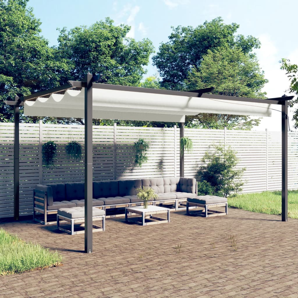 Paviljong med uttrekkbart tak 4x3 m kremhvit