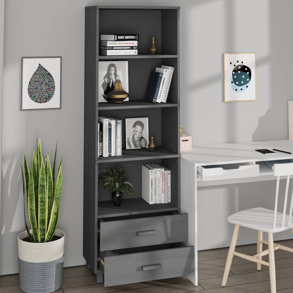 Highboard Hamar Mørkegrå 60X35X180 Cm Heltre Furu