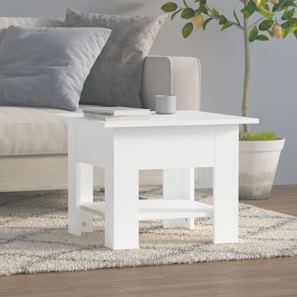 Salongbord høyglans hvit 55x55x42 cm konstruert tre