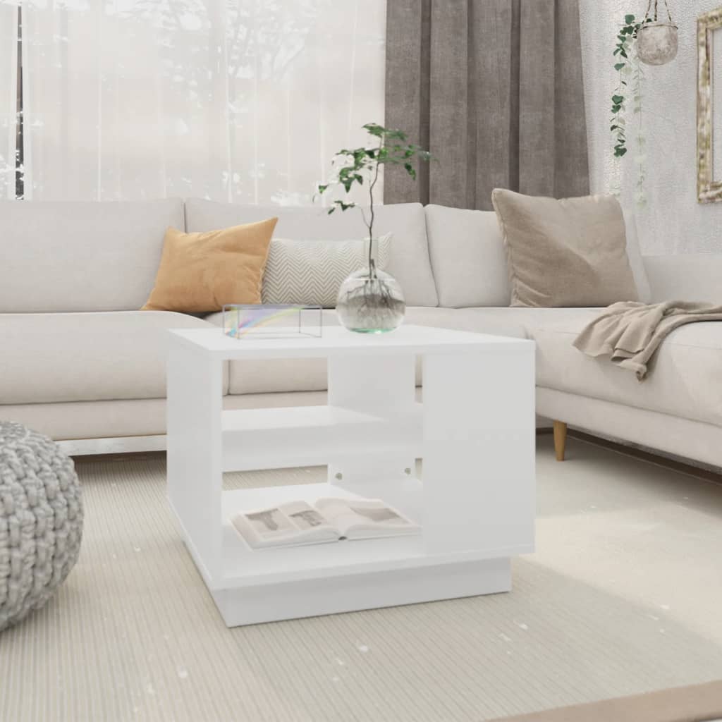 Salongbord hvit 55x55x43 cm konstruert tre