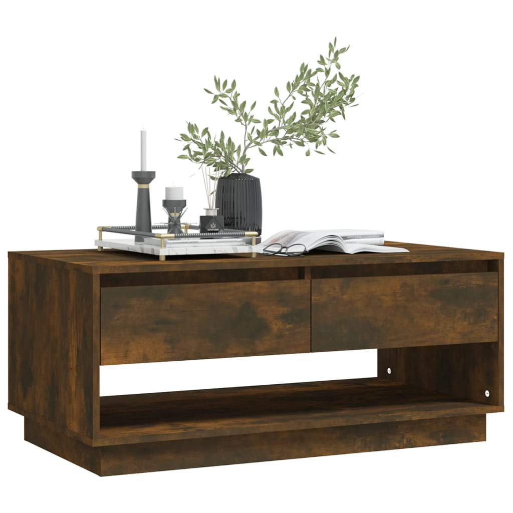 Salongbord røkt eik 102,5x55x44 cm konstruert tre