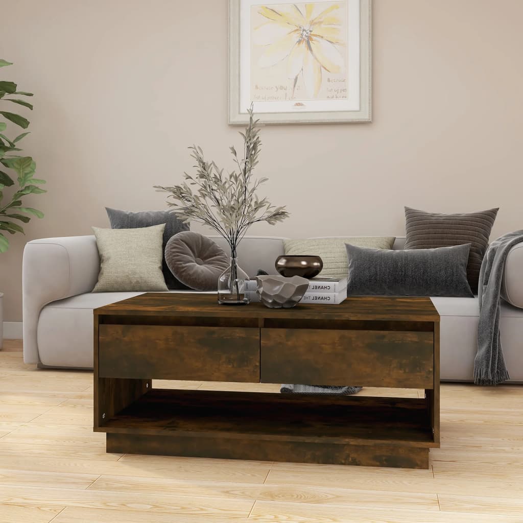 Salongbord røkt eik 102,5x55x44 cm konstruert tre