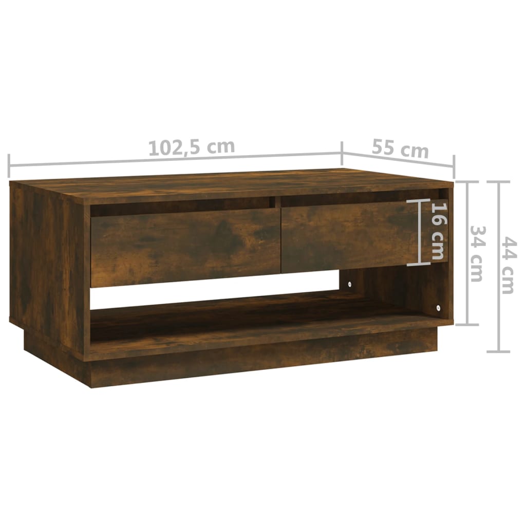 Salongbord røkt eik 102,5x55x44 cm konstruert tre