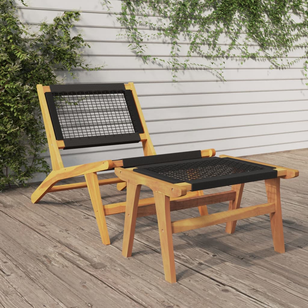 Hagestol med fotstøtte heltre teak og polyester