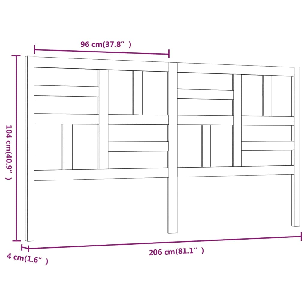 Sengegavl Svart 206X4X104 Cm Heltre Furu