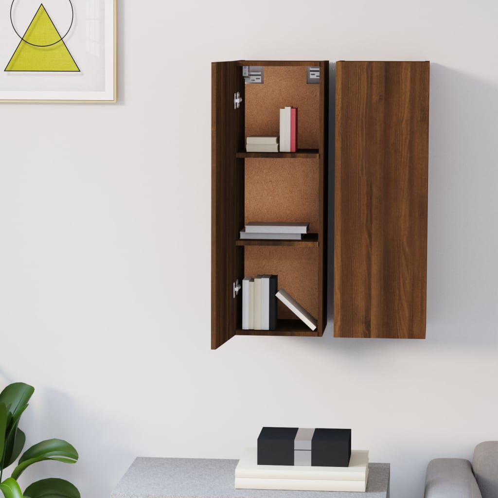 Tv-Benker 2 Stk Brun Eik 30,5X30X90 Cm Konstruert Tre