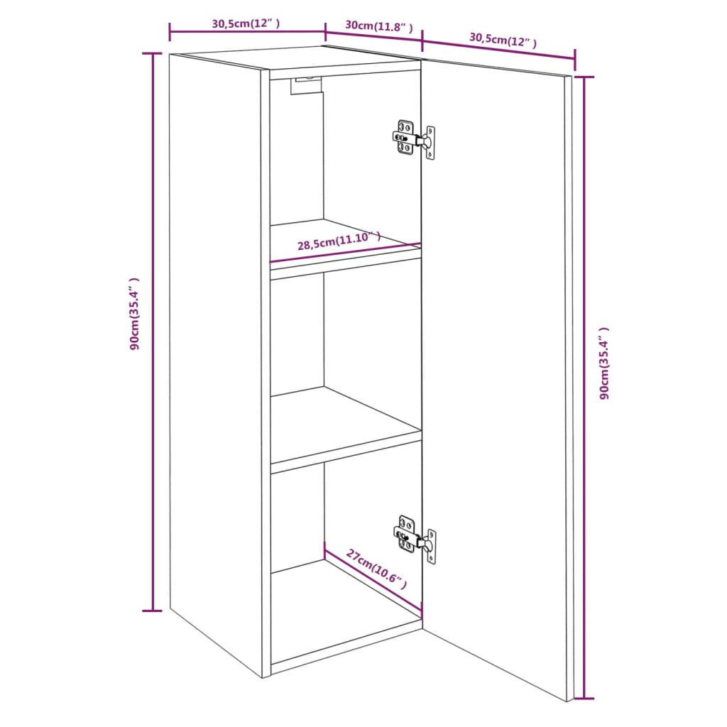 Tv-Benker 2 Stk Brun Eik 30,5X30X90 Cm Konstruert Tre